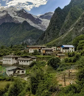 A picturesque village nestled in the mountains